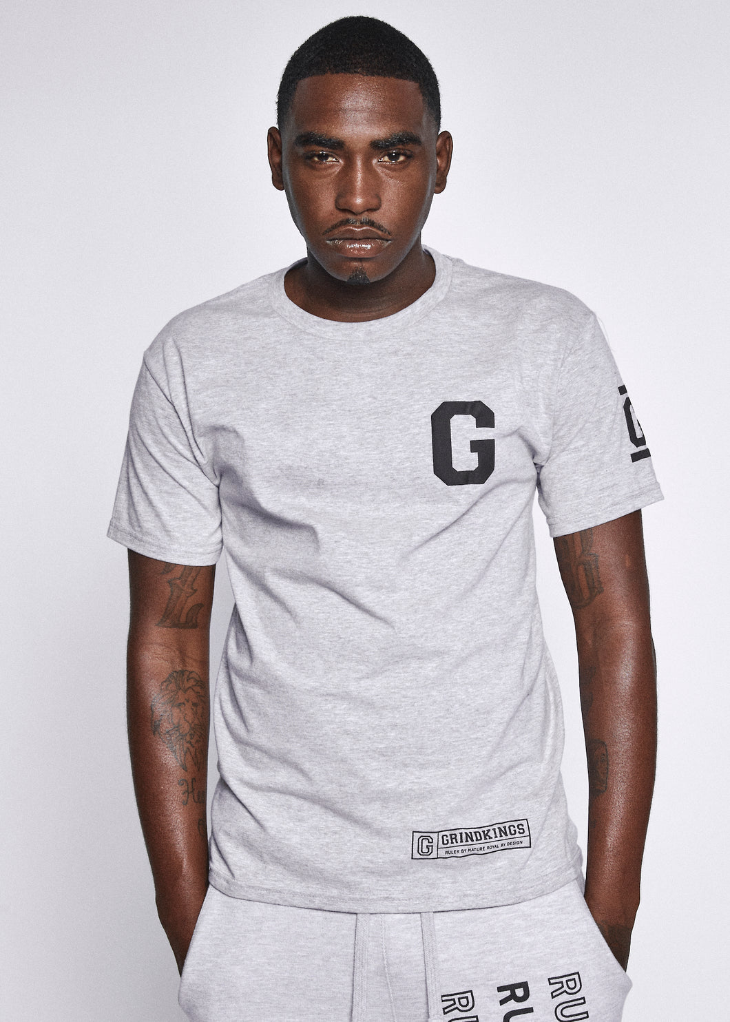 Grey T Shirt Black Logo