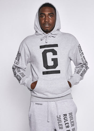 Grey Hooded Sweatshirt Black Logo