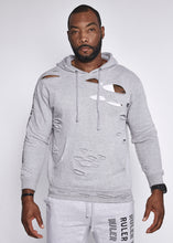 Load image into Gallery viewer, Grey Hooded Sweatshirt Black Logo
