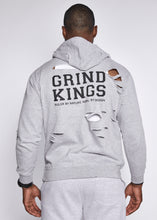 Load image into Gallery viewer,  Grey Hooded Sweatshirt Black Logo 
