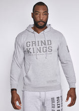 Load image into Gallery viewer, Grey Hooded Sweatshirt Grey Logo
