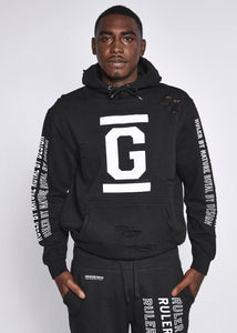  Grey Hooded Sweatshirt White Logo