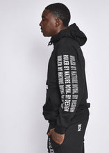 Load image into Gallery viewer, Grey Hooded Sweatshirt White Logo Distressed

