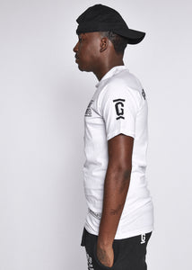  White T Shirt With Black Logo Style