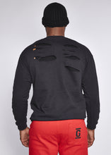 Load image into Gallery viewer, Black Sweatshirt-Black Logo Distressed
