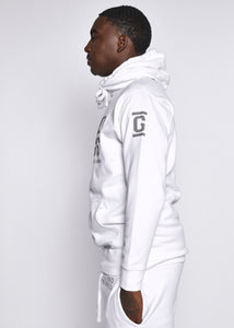 White Logo-Hooded Sweatshirt