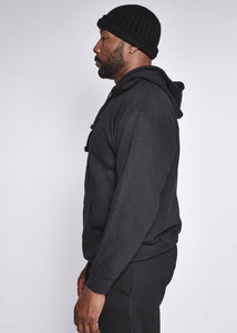 Black Hooded Sweatshirt-Black Logo