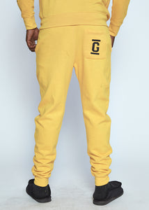 Yellow Sweat Pants Black Logo