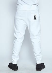 White Sweat Pant Black Logo